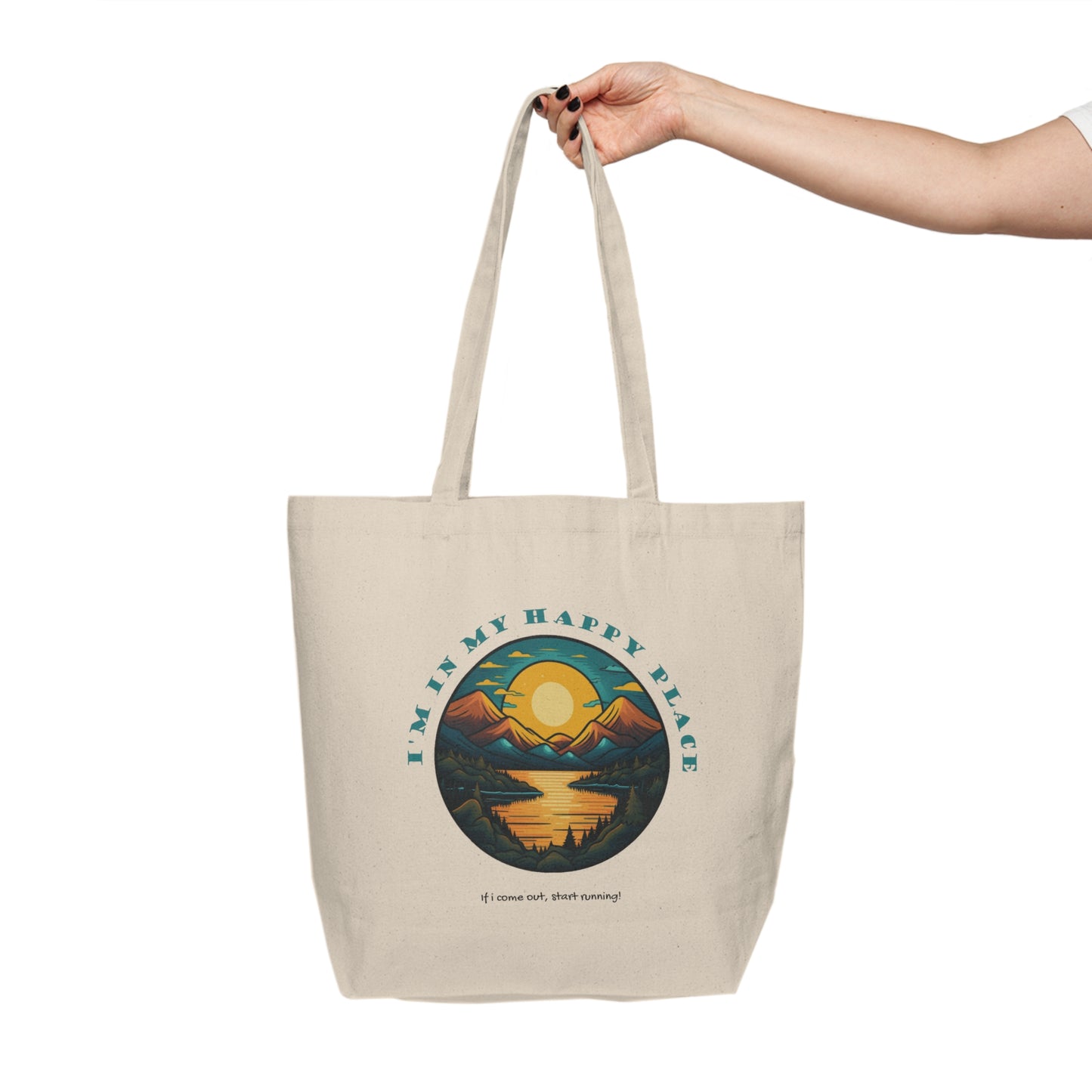 Happy Place Canvas Shopping Tote