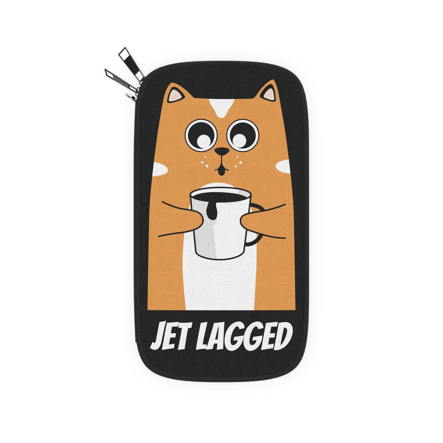 Funny Jet Lagged Kitten Passport Wallet - Black